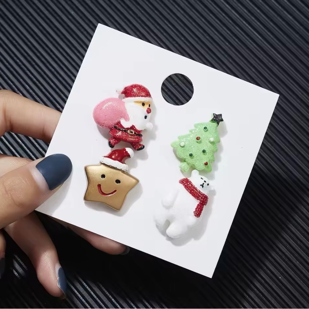 Christmas tree Santa Pin brooch set
